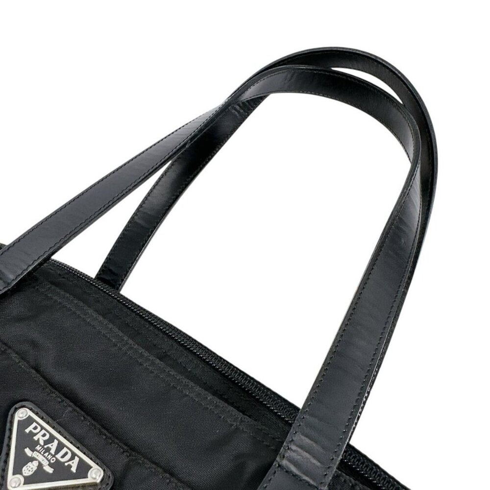 Prada Handbag Triangle Logo Tote Bag Black - Picture 10 of 15